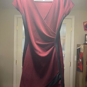 Elegant Burgundy and Black Wrap Dress